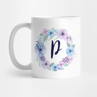 Floral Monogram P Icy Winter Blossoms Mug